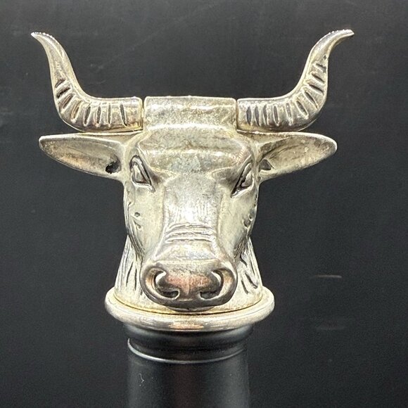 Vintage Bull Bear Market Neiman Marcus Silver Plated Bottle Stopper Set - Picture 2 of 12